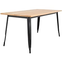 SKLUM Mesa de Comedor en Madera (160x80) LIX Vintage Madera - Acero Mate Blanco Madera Oscura - (Elige Color)